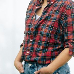 RARE RALPH LAUREN Red Plaid Women's Button Down Shirt Small